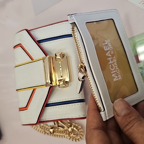 Michae,l Kors, White, Red, Colorful, Leather, Wallet, Gold, Summer, Designer - Picture 5 of 8
